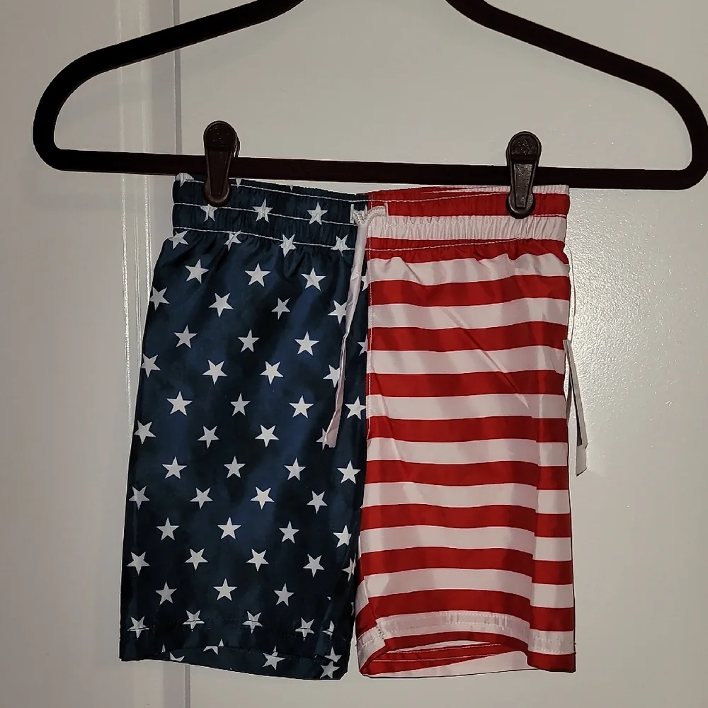 Old Navy Red and Blue Star Stripe Swim Shorts Sz: 5T